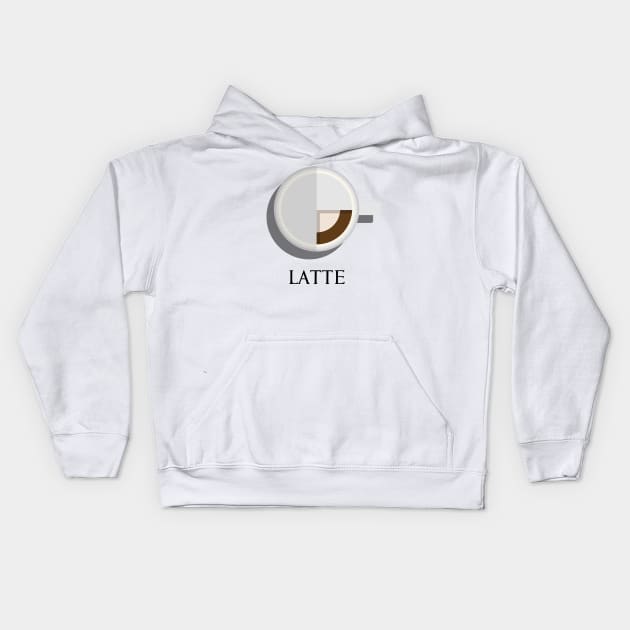 Hot latte coffee cup top view in flat design style Kids Hoodie by FOGSJ